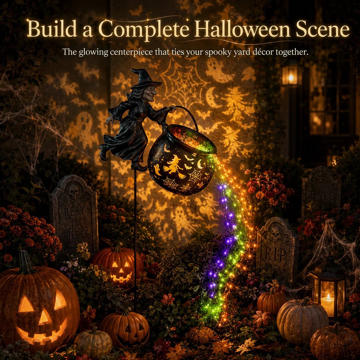 🔥 49% OFF Halloween Early Bird Sale 🎃 Halloween Witch Cauldron Garden Light
